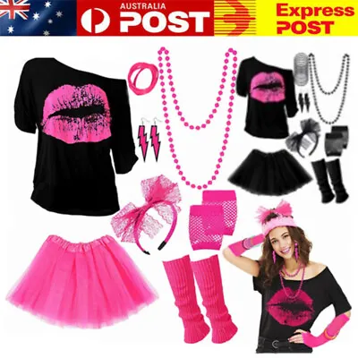 80s/90s Theme Costume Women's Outfit Cosplay Party Girls Carnival Fancy Dress AU • $26.97