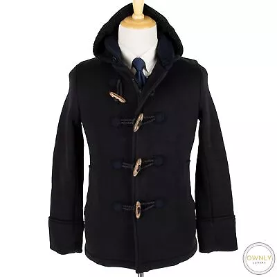 Blue Blue Japan Black Indigo Faux Shearling Lined Hooded Toggle Coat XS • $9.99