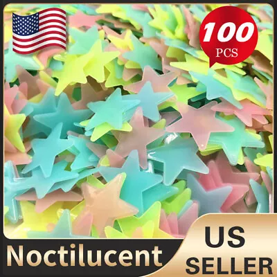 100pieces Glow In The Dark Stars Night Light Wall Stickers Decal Kids Room Home • $4.98