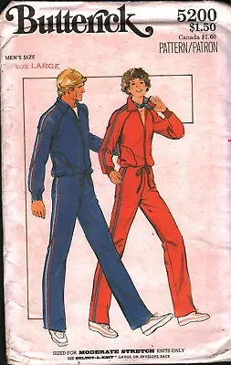 5200 Vintage Butterick Sewing Pattern 1970s Mens Semi Fitted Top Pants UNCUT OOP • $5.59