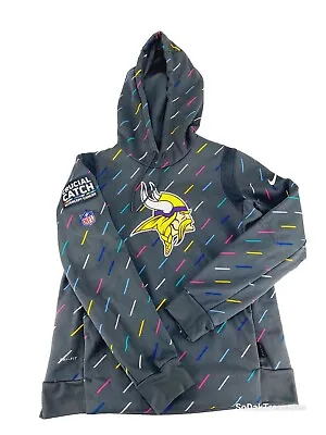 Nike Therma Fit Hoodie Adult S Minnesota Vikings Crucial Catch Intercept Cancer • $45