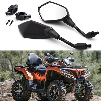 Universal Rear View Mirrors +7/8  Handlebar Mount Clamp 10MM For ATV UTV Scooter • $32.99