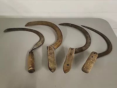 4x Primitive Hand Scythe Sickle Vintage Farm Decor • $32.99