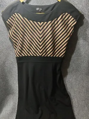 Spense Striped Sleeveless Midi Dress Women's 8 Medium Zippers On Shoulders • $18