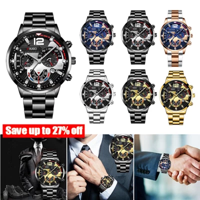 £5.09 • Buy Men's Formal Casual Smart Business Stainless Steel Analog Quartz Wrist Watch UK