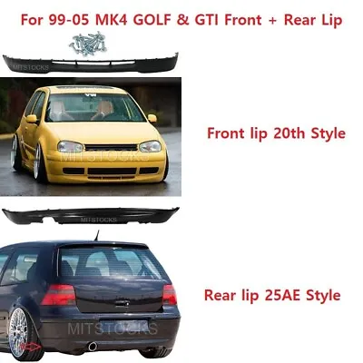 For 99-05 Mk4 Golf & Gti Black Add-on Front + Rear Bumper Lip Spoiler Ae Style • $349.88