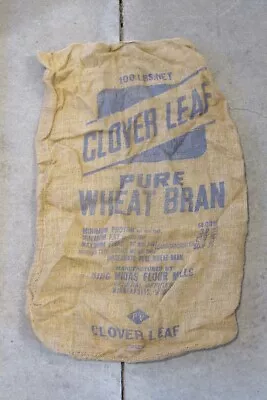 Vintage Burlap Sack Clover Leaf Pure Wheat Bran King Midas Minneapolis MN • $13