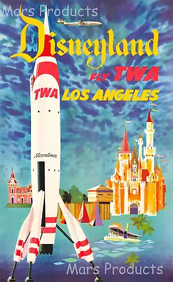 Disneyland Los Angeles Fly TWA Vintage 1950s Travel Poster 16x24 • $11.95