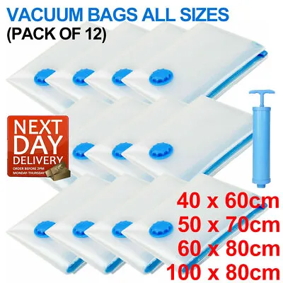 12x STRONG VACUUM STORAGE SPACE SAVING BAGS VAC BAG SPACE SAVER VACUM VACCUM BAG • £13.90