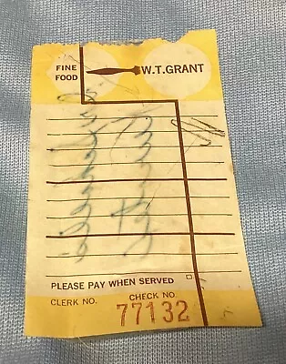 Vintage W.T. Grant Department Store   Food Receipt. Blank. • $5