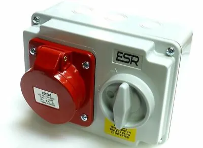 Interlocked Switched Socket 3 Phase 16A 32A 4pin 5pin 415v Red Wall Mounted IP44 • £33.22