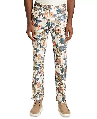 Paisley & Gray Men's Slim-Fit Off White Floral-Print Suit Separate Pants 28   32 • $9.35