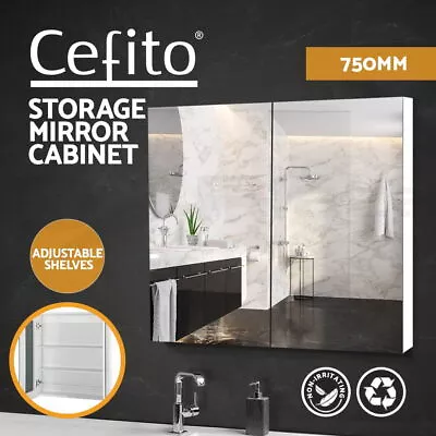 Cefito Bathroom Mirror Cabinet 750x720mm Vanity Medicine Shaving Makeup White • $120.95