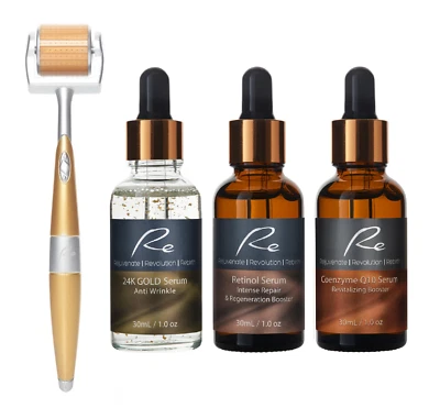 $89.95 • Buy Re Eyes&Face Micro-Needle Derma Roller + 24K Gold + Retinol + Coenzyme Q10