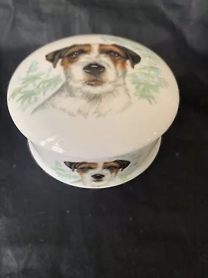 Bone China Jack Russell Terrier Dog Round Trinket Box Made In England • $11.90