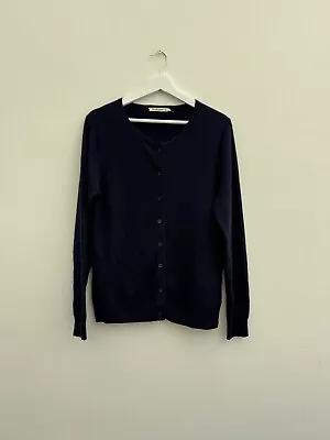 Woolovers Extra Fine Merino Wool Cardigan Size M Long Sleeve Button Up Navy • £19