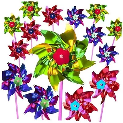  50PCS Metallic Pinwheels For Kids Party Favors DIY Lawn Windmill Set Colorful  • $23.55