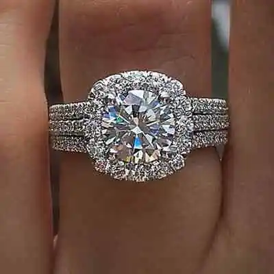  Lab Created Diamond Women Engagement Wedding Rings 925 Sterling Silver • $37.33