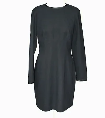 Chevonne Vintage Sheath Dress Size 12  Black Long Sleeve Short Polyester • $34.95