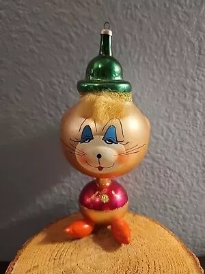 Vintage De Carlini Cat Or Mouse Blown Glass Ornament Italian Christmas 6” Tall • $49.99