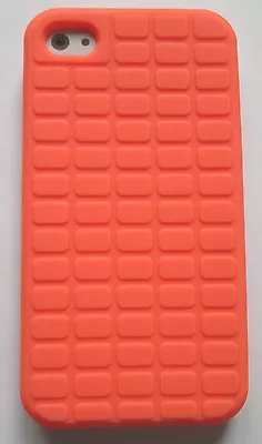 For IPHONE 4 GOOD QUALITY SILICONE CASE COVER-ORANGE- LOGIC 3.Choc Block Effect? • £2.45