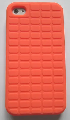 IPHONE 4G GOOD QUALITY SILICONE CASE COVER-ORANGE- LOGIC 3.Choc Block Effect • £2.25