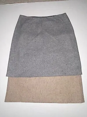 Theory Wool Side Zip Mini Skirt Size 8 And 6 Lot Of 2 Speckle Wool • $65