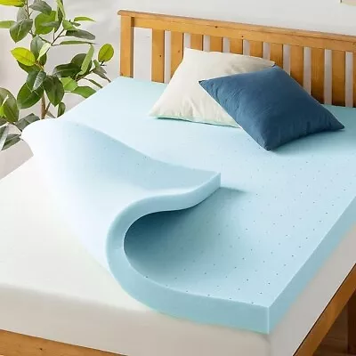 Best Price Mattress 4 Inch Ventilated Memory Foam Topper TWIN XL - Blue • $85