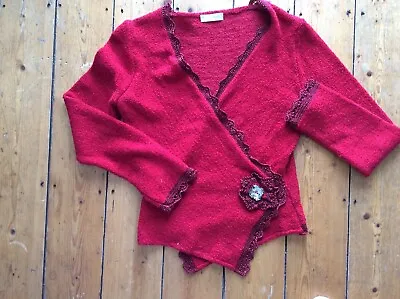 £4.99 • Buy Les Zazies Paris Scarlet Red Wrap Over Embellished Top Long Sleeve  Small