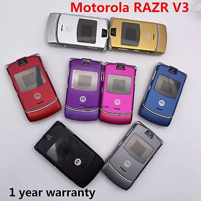 Motorola RAZR V3 Flip Unlocked Bluetooth MP4 Video Mobile Phone 1 Year Warranty • $21.39