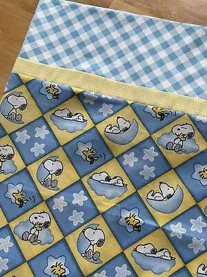 Snoopy Woodstock Set/2 Handmade Queen Pillowcases Yellow Blue Moon Cloud Stars • $24.95