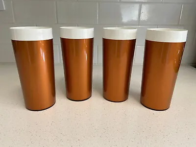 VTG Mid Century Modern 4 Thermal Plastic 12oz Tumblers Poolside Cocktails • $22.95