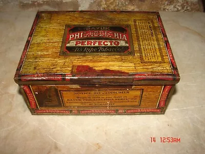 Bayuk Phillies Philadelphia Perfecto Tobacco Tin Cigar Box • $12.99