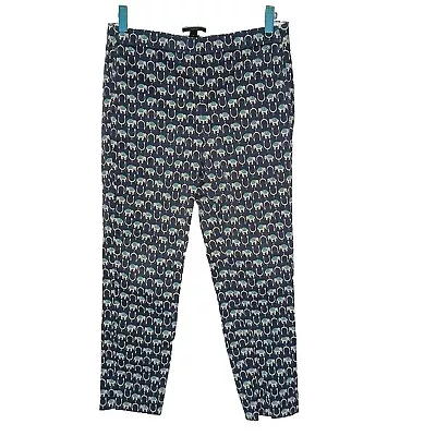 J Crew Martie Ankle Crop Pants Size 4 (8 AU) W29 L25 Blue Elephant Print  • $34.95