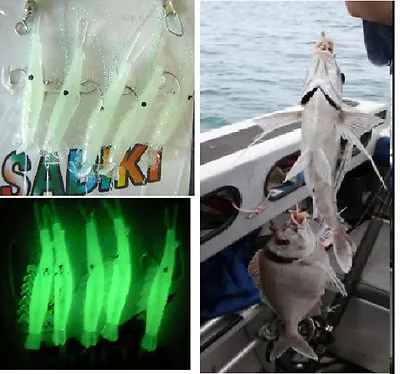 Sabiki 5 Shrimp Rigs Glow In The Dark Baits Fishing Lures Catch Hooks Sea Bass • $199.95