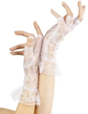 80s 80's 1980s Fingerless Lace Gloves White Fancy Dress Madonna New By Smiffys • $9.70