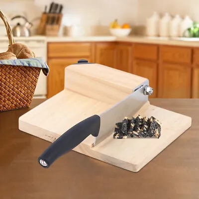 Manual Biltong Cutter Beef Jerky Slicer Home Cutting Knife W/Oak Cutting Board • $30