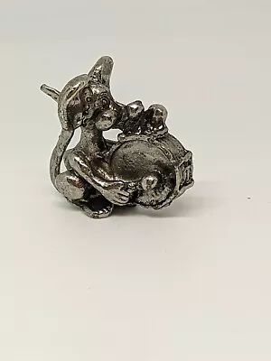 Vintage Miniature  Metal MOUSE W/ DRUM  Collectible  Animal Figure • $7.99