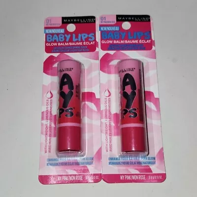 Lot Of 2 Maybelline New York Baby Lips 01 My Pink Glow Balm 2061197 • $12.85