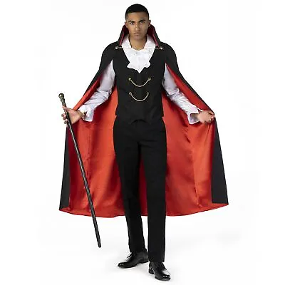 Mens Vampire Costume Adult Count Dracula Halloween Fancy Dress Cape Cane M - XXL • $45.95