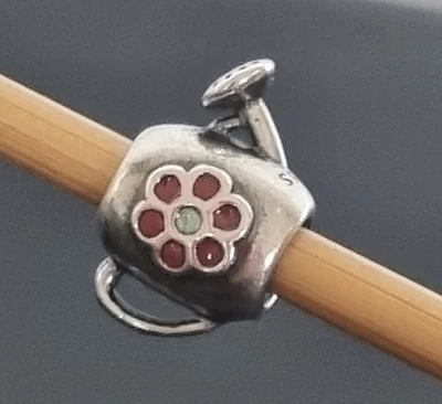$54 • Buy Pandora My Garden Blooming Watering Can Silver Red Flower Charm 791090 Free Post