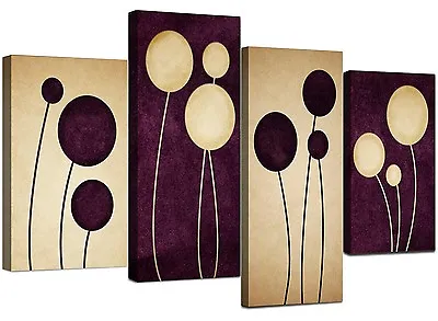 Large Plum Purple Cream Abstract Canvas Wall Pictures Prints Art 4124 • £54.39