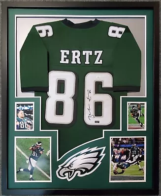 Philadelphia Eagles Framed Zach Ertz Signed Green Custom Jersey Ertz Coa • $499