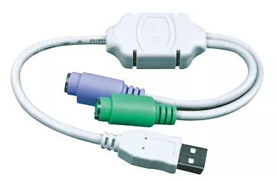 Goobay USB To PS/2 Convertor/adaptor White USB A Plug To 2 X PS/2 Jack (95431) • £3.49