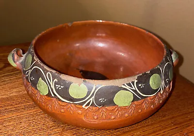 Vintage/Antique Hand-made/-painted Mexico  Red Clay Bowl Double Handled 1930-40s • $25