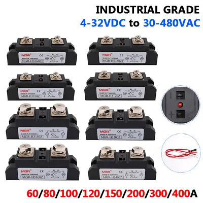 60/80/100/120-400A Industrial Solid State Relays Module SSR 4-32VDC To 30-480VAC • $34.19