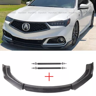 For Acura Integra Front Bumper Lip Spoiler Splitter + Strut Rods Carbon Fiber  • $57