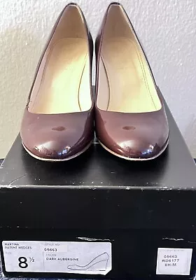 J. Crew Martina Wedges In Dark Aubergine Patent Leather  Size US 8.5 EUR 8 • $20