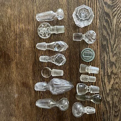 Lot Of 15  Vintage Crystal Glass Decanter And Perfume Bottle Stoppers • $50