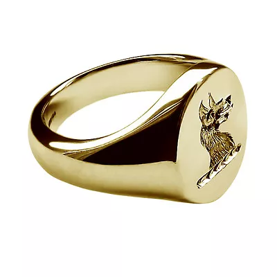 9ct Yellow Gold Family Crest Oval Signet Rings Your Bespoke Engraving 14x12mm • £823.49